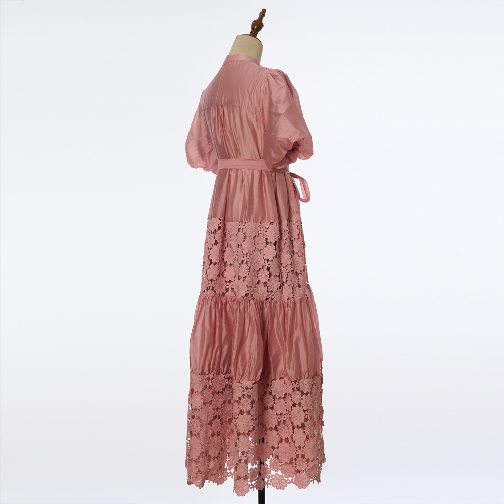 Bandage splice long dress A-line slim dress for women