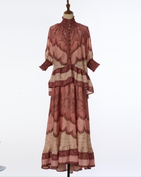 Vacation skirt lotus leaf edges shirt a set for women