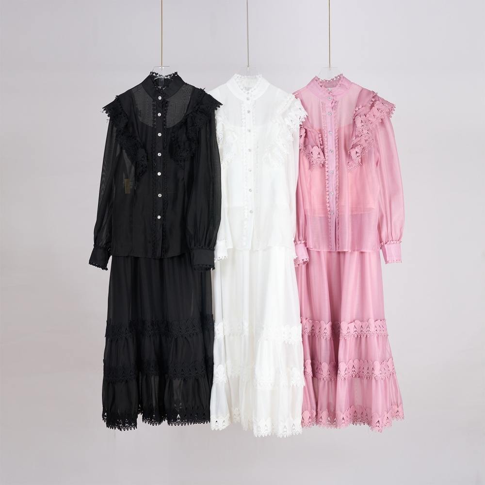 Spring and autumn fashion shirt long sleeve long skirt a set