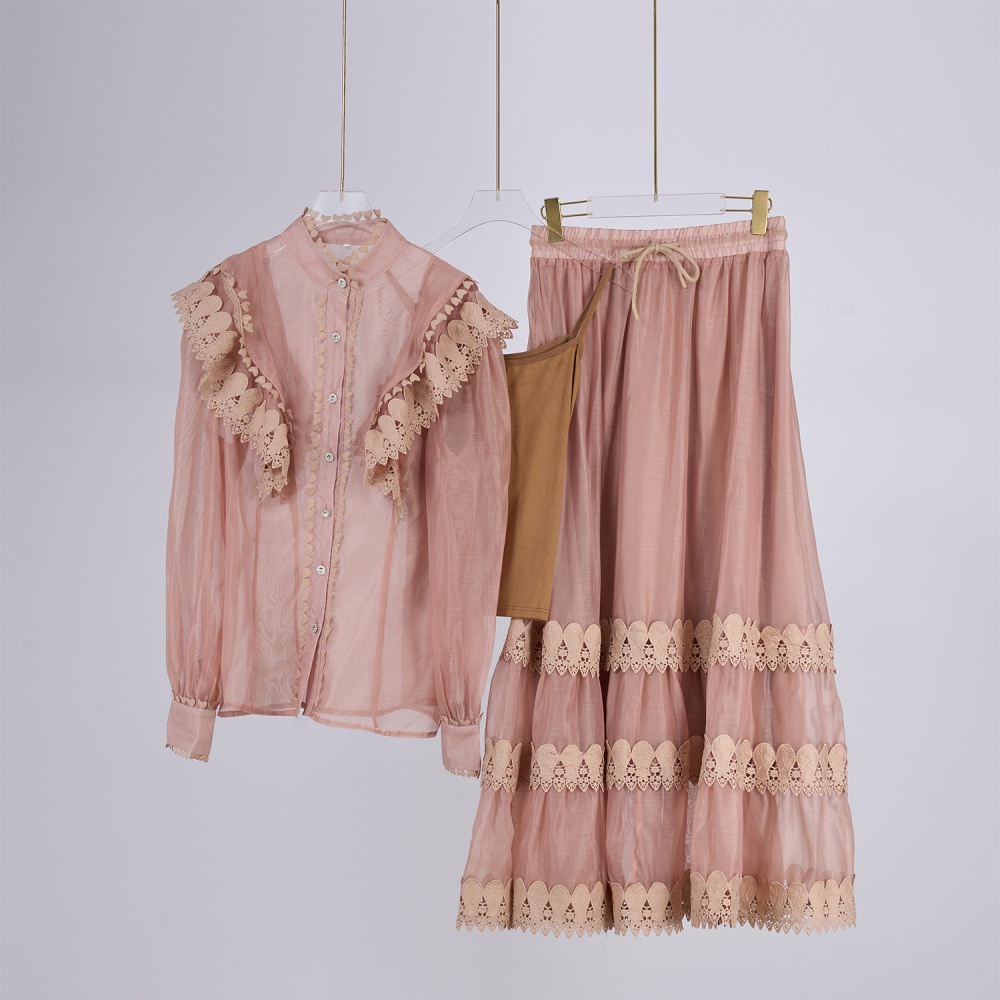 Spring and autumn fashion shirt long sleeve long skirt a set