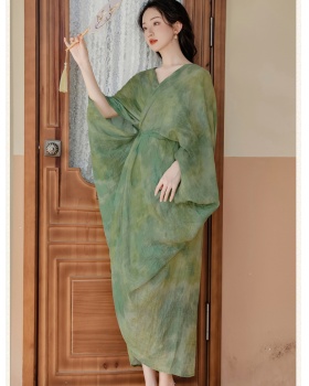 Printing Chinese style clipping dress a set