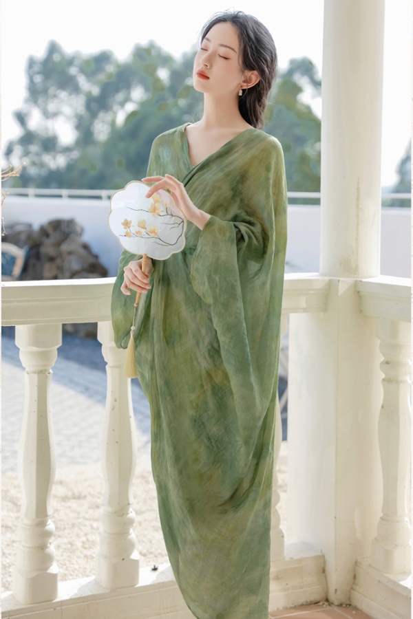 Printing Chinese style clipping dress a set