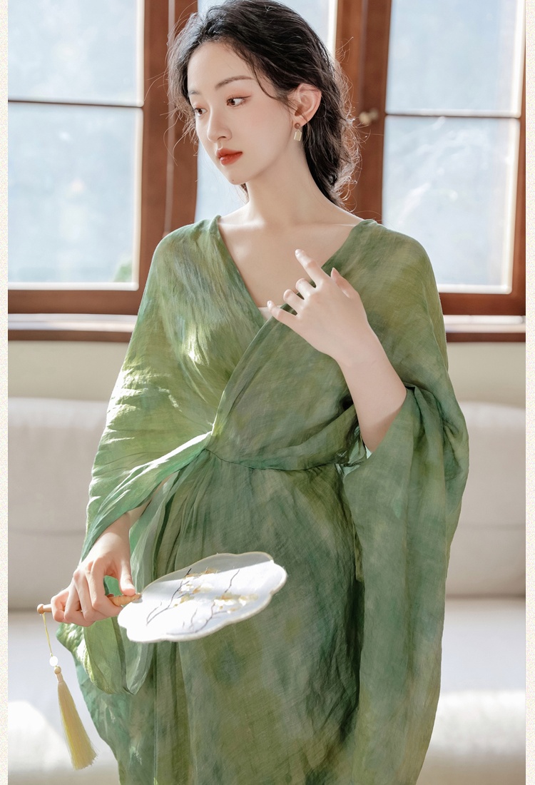 Printing Chinese style clipping dress a set