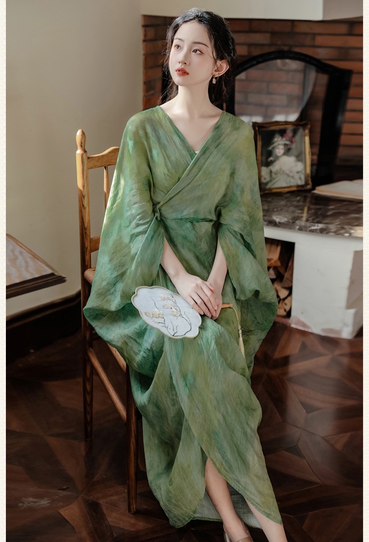 Printing Chinese style clipping dress a set