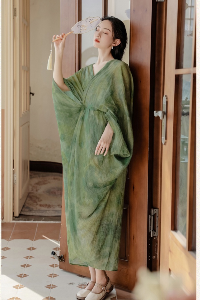 Printing Chinese style clipping dress a set