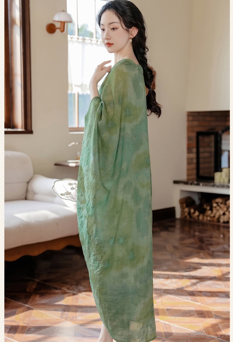 Printing Chinese style clipping dress a set