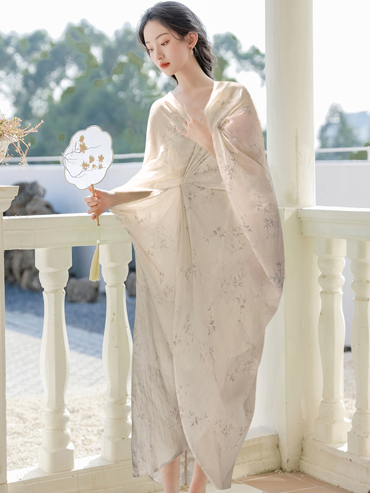 Printing Chinese style clipping dress a set