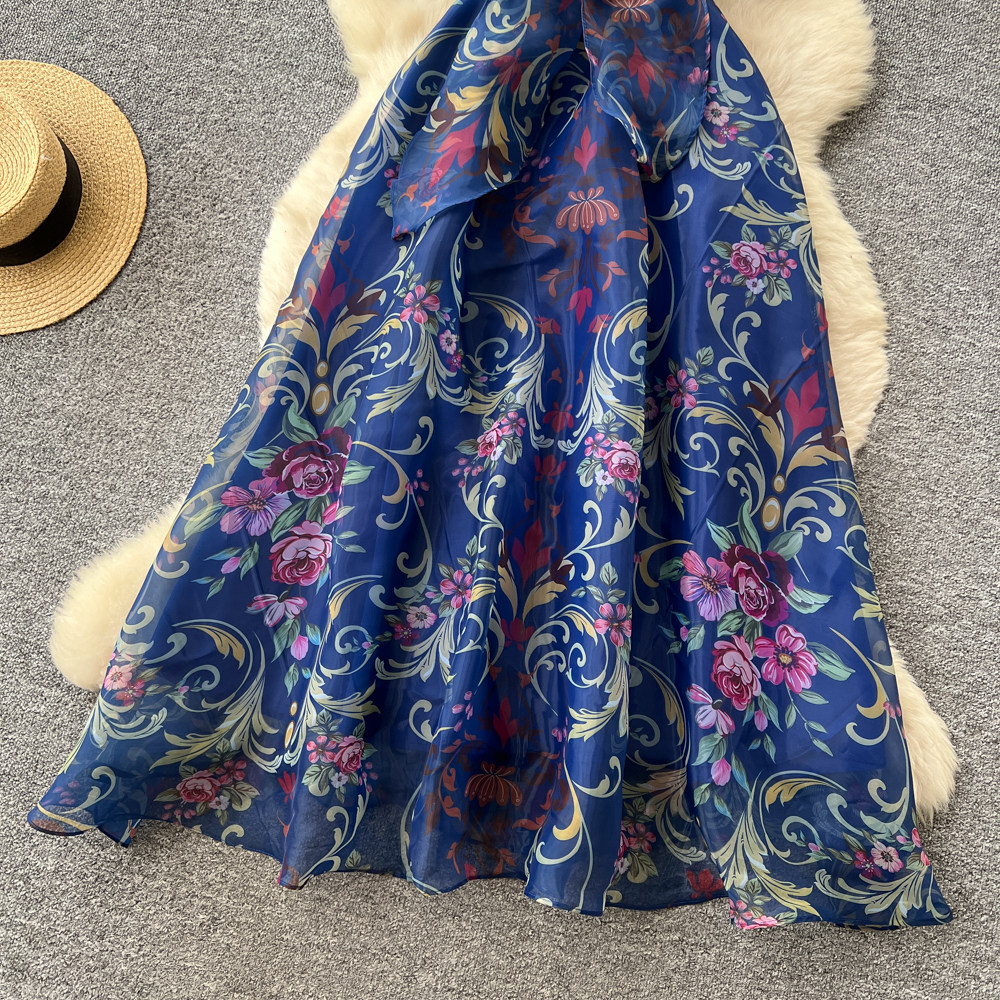 Romantic style long dress printing dress for women