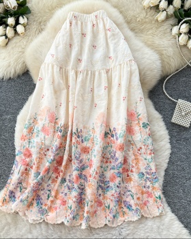 Printing high waist skirt all-match long dress for women