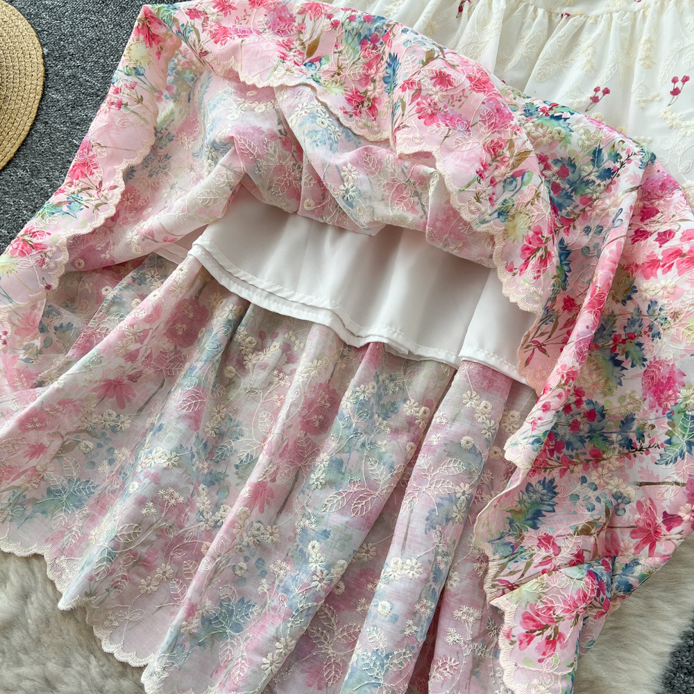 Printing high waist skirt all-match long dress for women