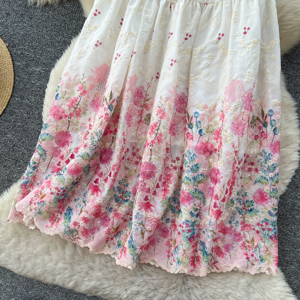 Printing high waist skirt all-match long dress for women