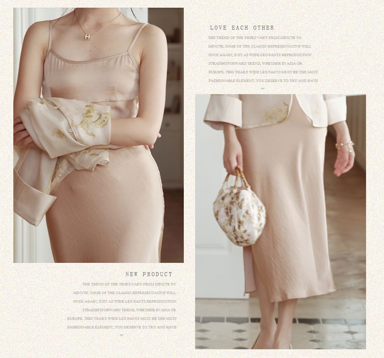 Chinese style coat temperament strap dress a set