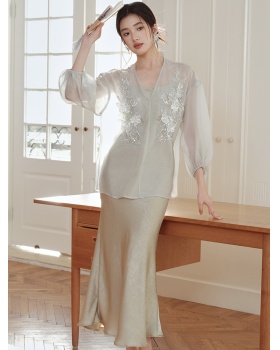 Chinese style sunscreen strap dress chiffon dress a set