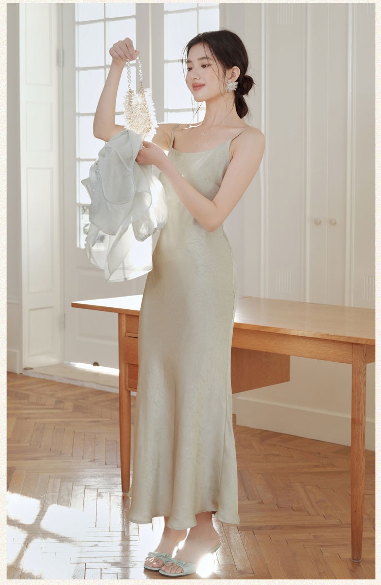 Chinese style sunscreen strap dress chiffon dress a set