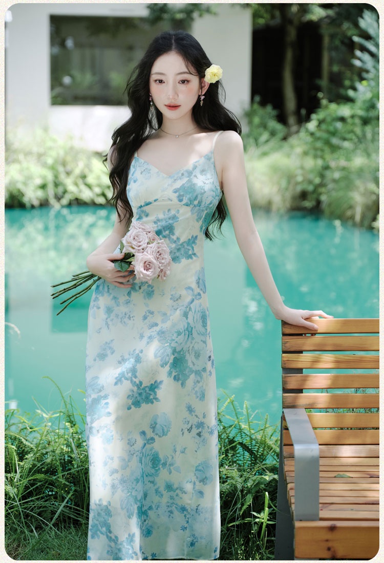 Chinese style dress floral cardigan a set for women