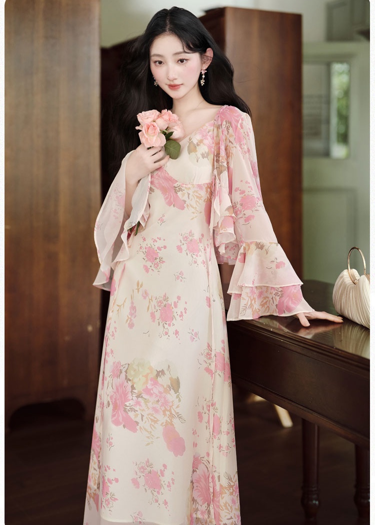 Sling dress floral tops 2pcs set for women