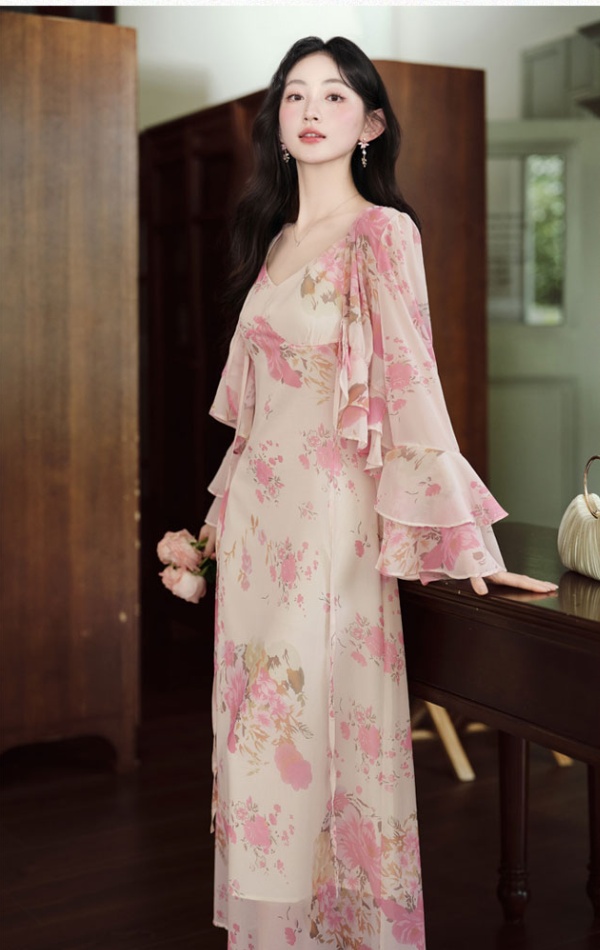 Sling dress floral tops 2pcs set for women