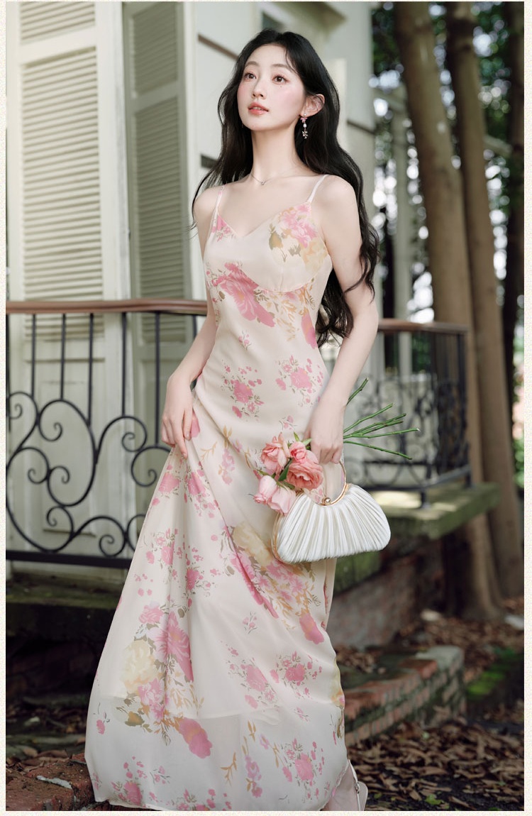 Sling dress floral tops 2pcs set for women