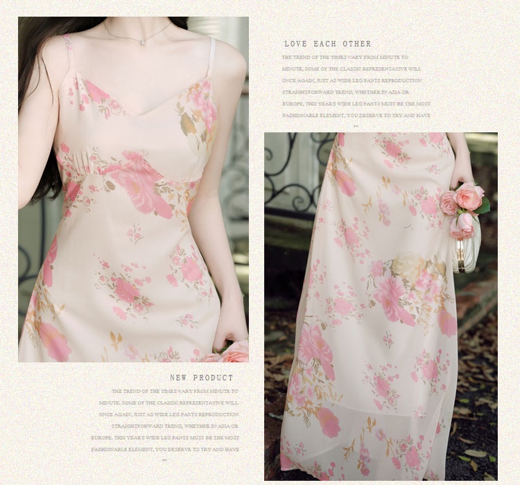 Sling dress floral tops 2pcs set for women