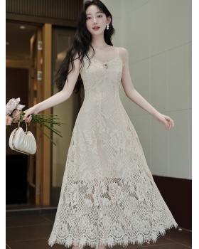 Summer simple all-match lace strap dress