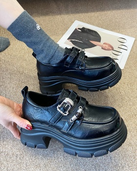 Small commuting leather shoes winter thermal loafers