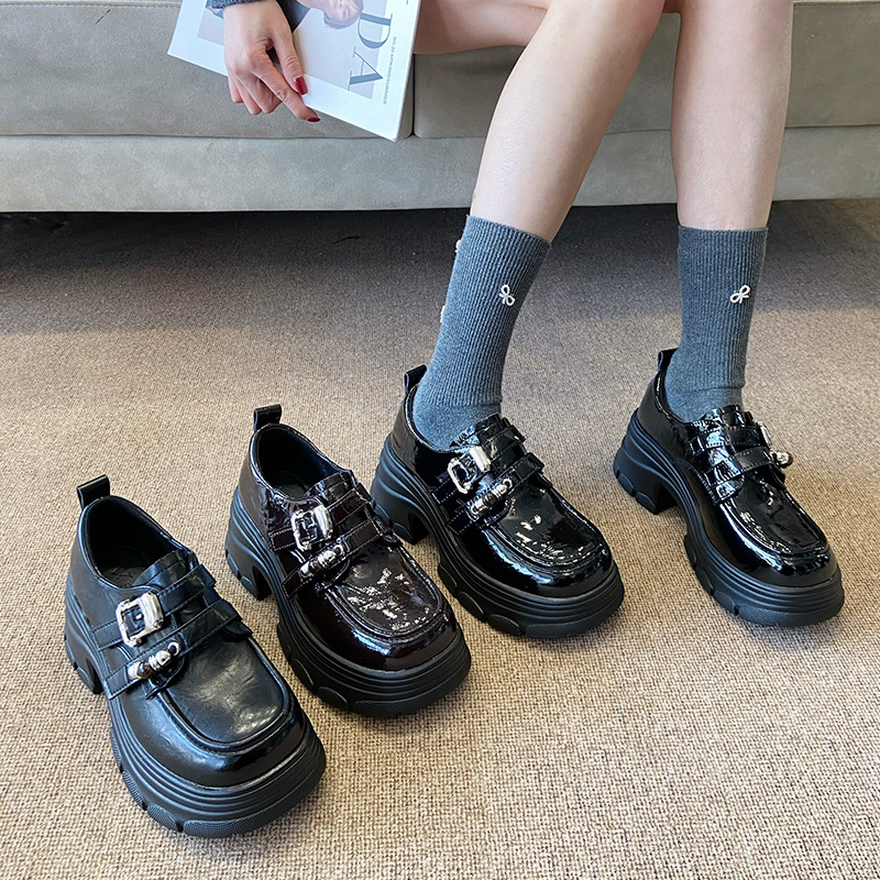 Small commuting leather shoes winter thermal loafers