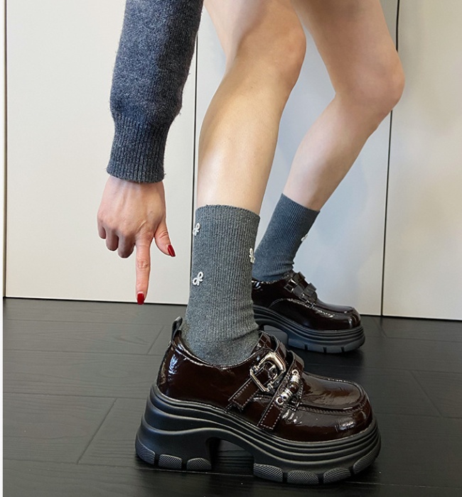 Small commuting leather shoes winter thermal loafers