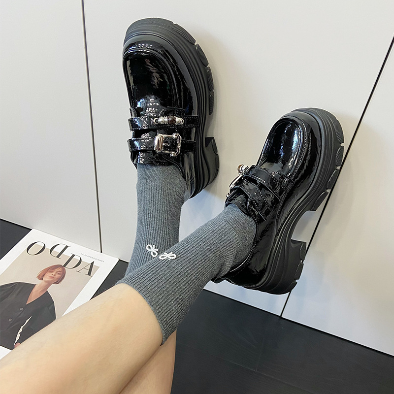 Small commuting leather shoes winter thermal loafers