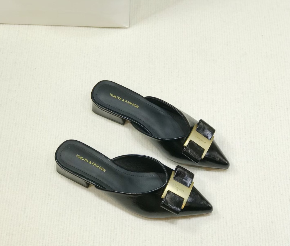 Pointed France style thick all-match slippers for women