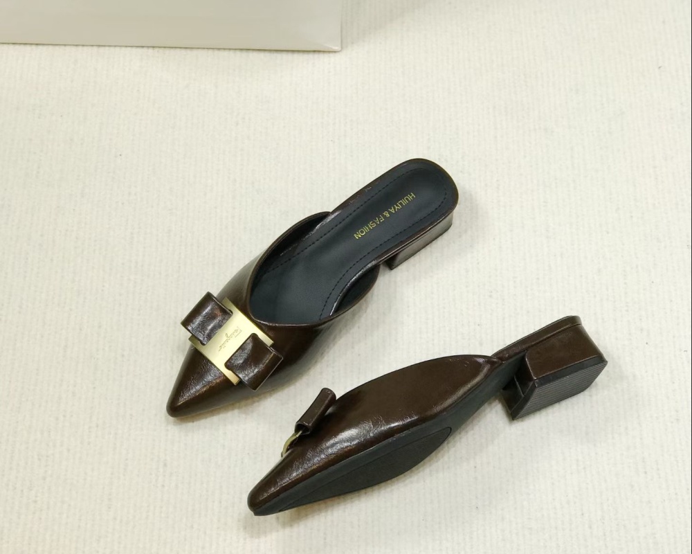 Pointed France style thick all-match slippers for women