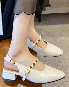 France style retro low cingulate autumn thick metal shoes