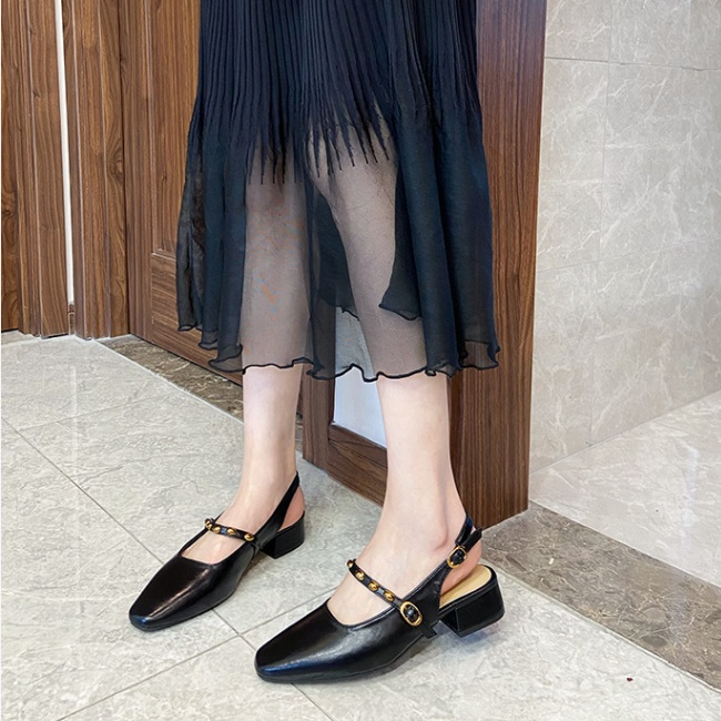 France style retro low cingulate autumn thick metal shoes