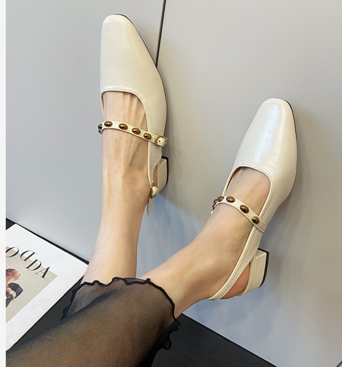 France style retro low cingulate autumn thick metal shoes