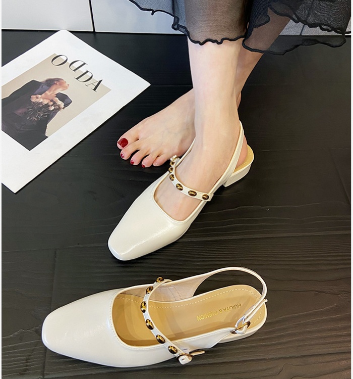 France style retro low cingulate autumn thick metal shoes