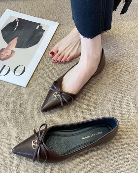 Commuting bow low flattie all-match pointed shoes for women
