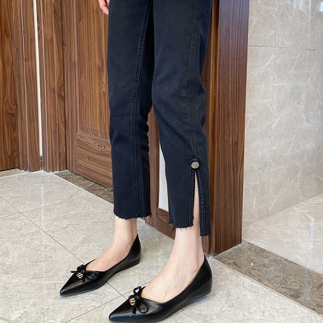 Commuting bow low flattie all-match pointed shoes for women