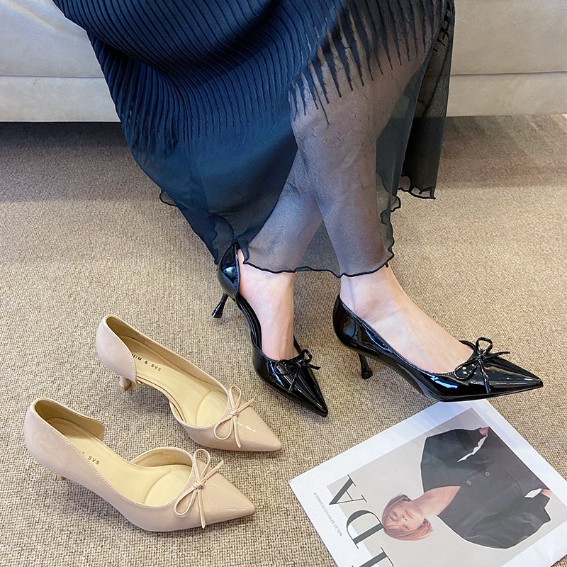 Bow shoes France style high-heeled shoes for women