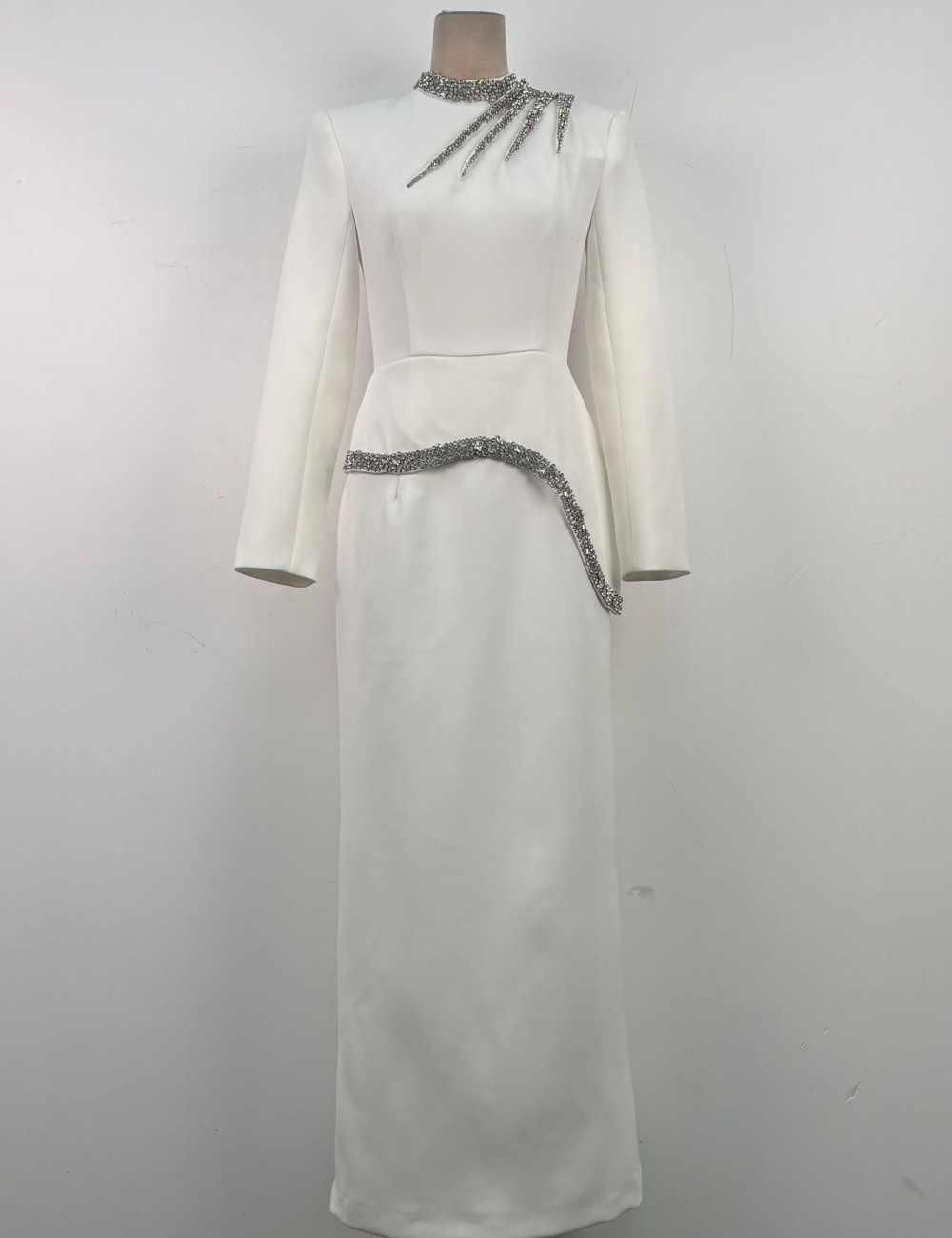 Temperament niche beading dress elegant slim evening dress