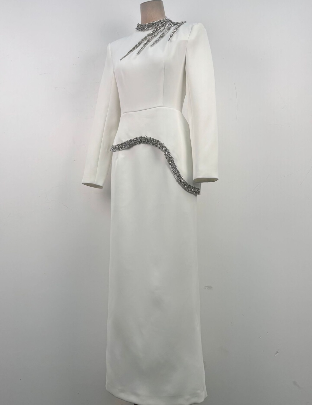 Temperament niche beading dress elegant slim evening dress