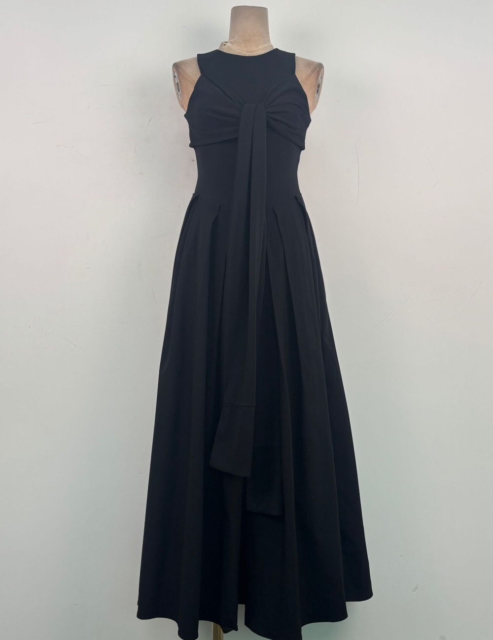 Slim strapless splice long dress simple niche dress