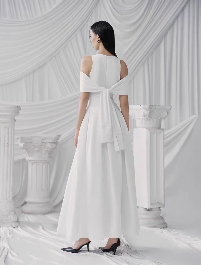 Slim strapless splice long dress simple niche dress