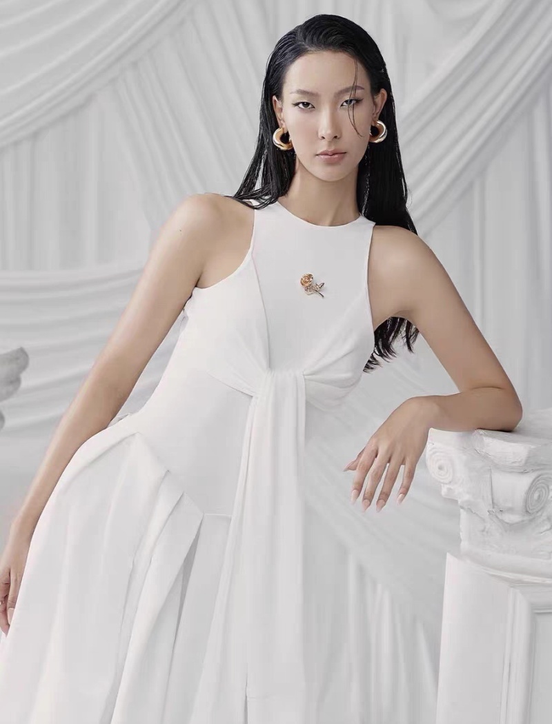 Slim strapless splice long dress simple niche dress