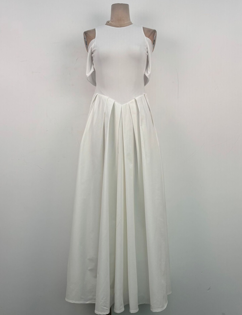 Slim strapless splice long dress simple niche dress