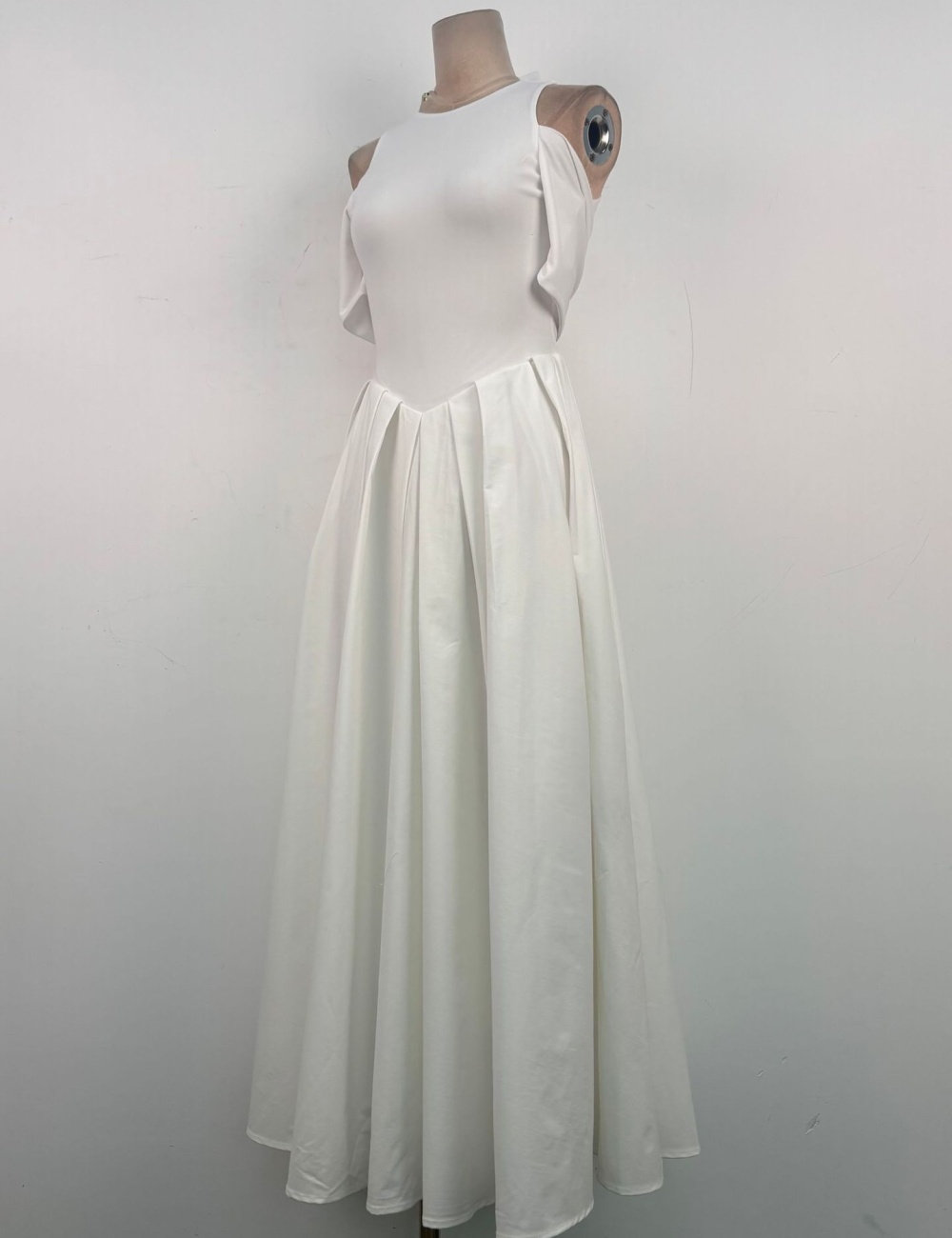 Slim strapless splice long dress simple niche dress