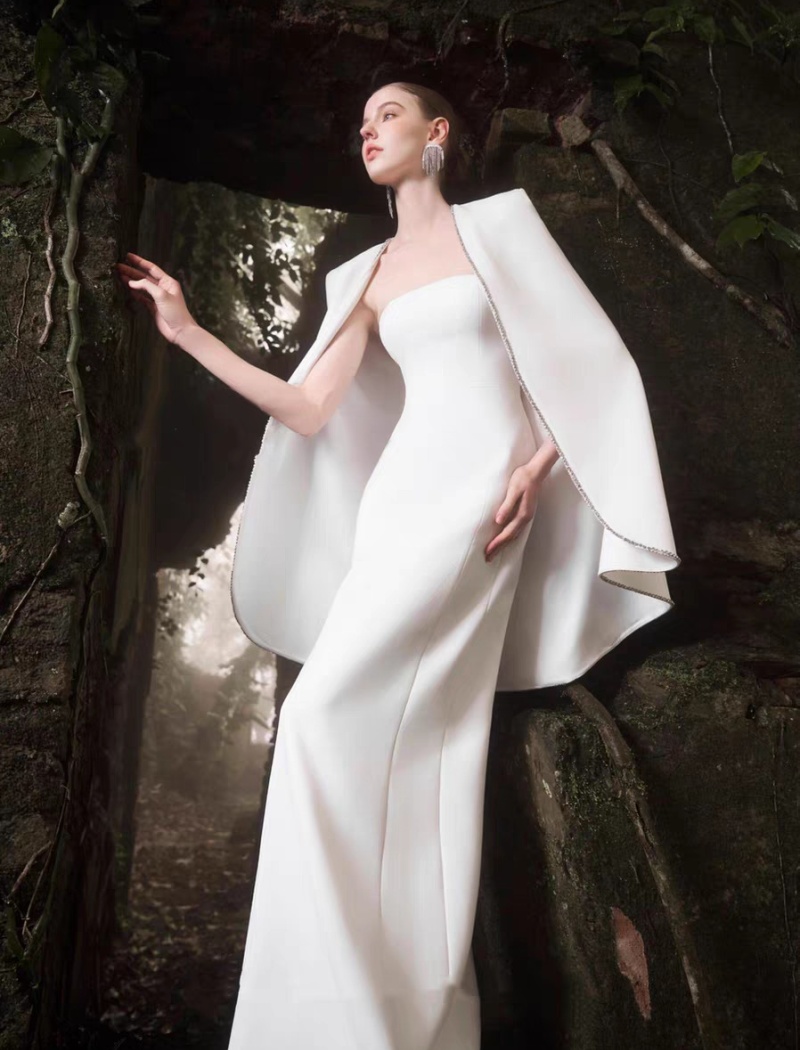 Niche beading dress wrapped chest temperament cloak