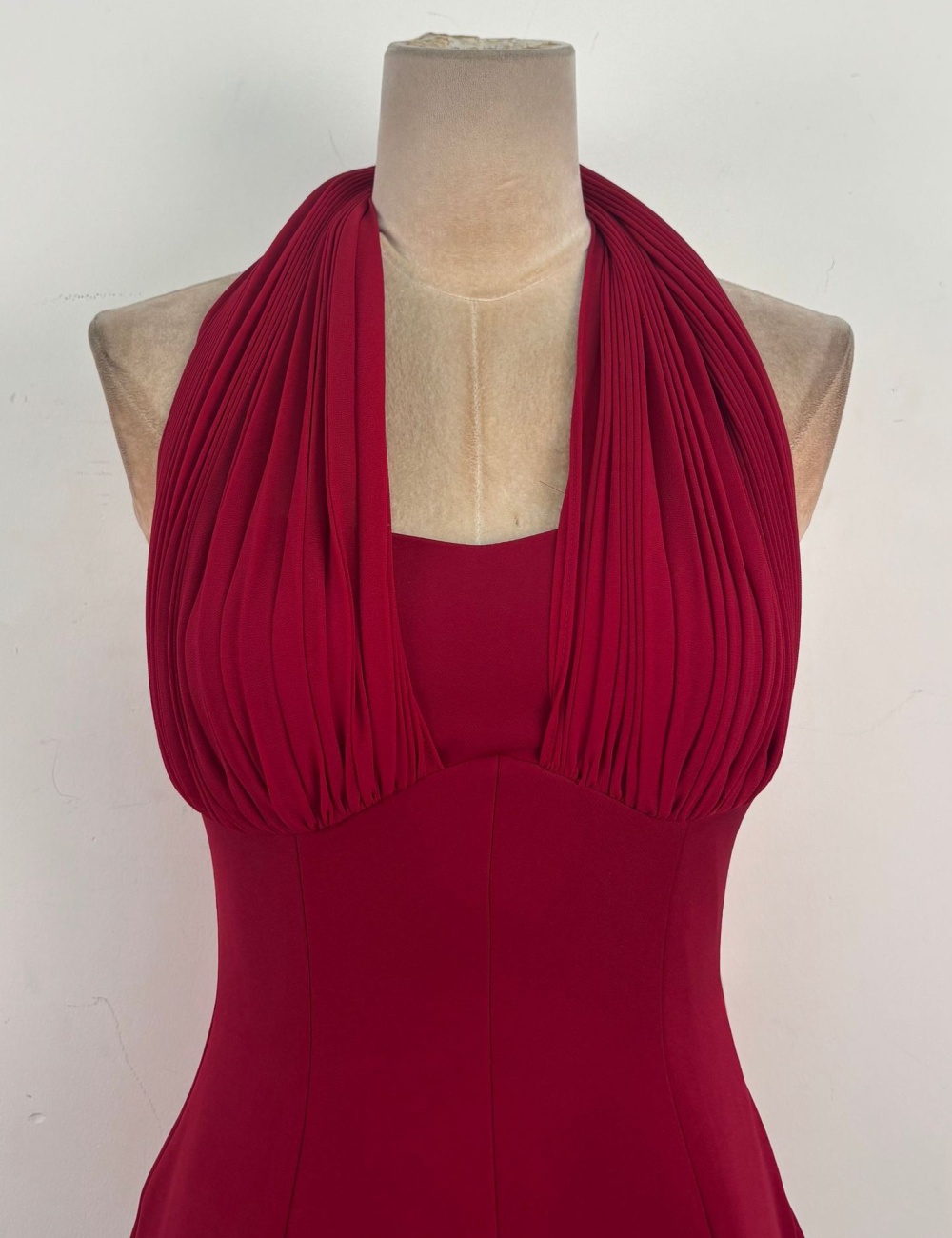 Niche temperament slim long dress red streamer dress