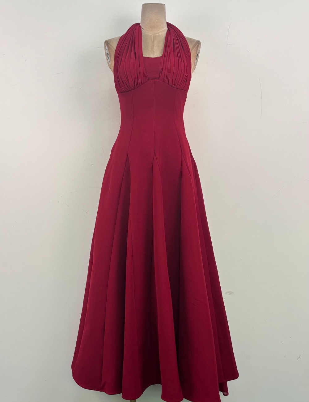 Niche temperament slim long dress red streamer dress