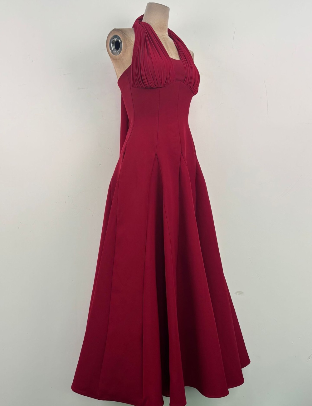 Niche temperament slim long dress red streamer dress