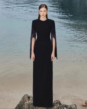 Split sleeve beading dress temperament formal dress