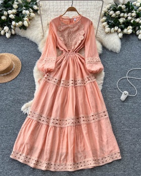 Slim embroidery long dress long sleeve temperament dress